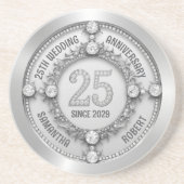 Glamoureus 25e bruiloft Jubileum Zandsteen Onderzetter (Voorkant)