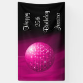 Glamoureus 25th Birthday Pink Party Disco Ball Spandoek (Verticaal)