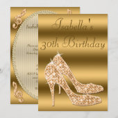 Glamoureus 30e verjaardag Gold Stilettos Kaart (Voorkant / Achterkant)