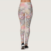 Glamoureus 3-D sprankelende inkt bloemen patroon Leggings (Achterkant)