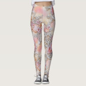 Glamoureus 3-D sprankelende inkt bloemen patroon Leggings (Voorkant)