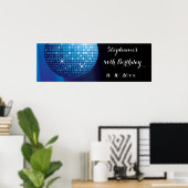 Glamoureus 40th Birthday Blue Party Disco Ball Poster (Thuiskantoor)