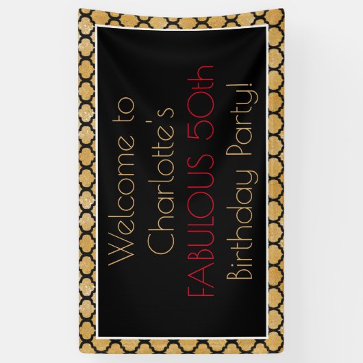 Glamoureus 50e verjaardag spandoek (Verticaal)