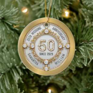 Glamoureus 50ste bruiloft Jubileum Keramisch Ornament
