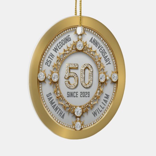 Glamoureus 50ste bruiloft Jubileum Keramisch Ornament (Rechts)