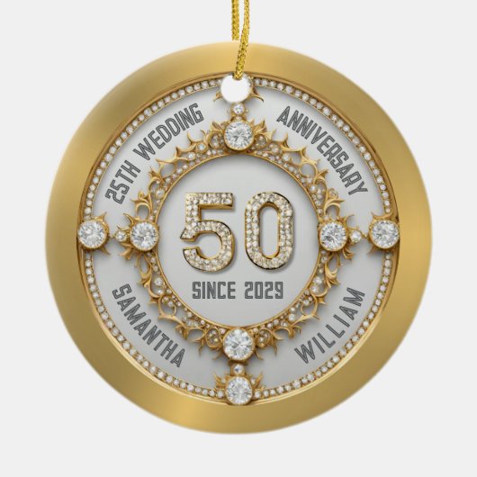 Glamoureus 50ste bruiloft Jubileum Keramisch Ornament (Voorkant)