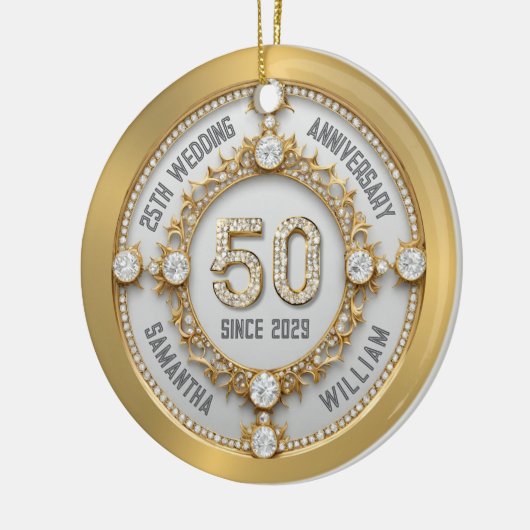 Glamoureus 50ste bruiloft Jubileum Keramisch Ornament (Links)