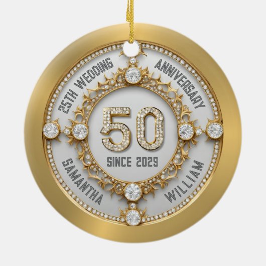 Glamoureus 50ste bruiloft Jubileum Keramisch Ornament (Achterkant)