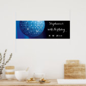 Glamoureus 50th Birthday Blue Party Disco Ball Poster (Keuken)