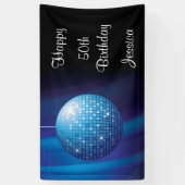 Glamoureus 50th Birthday Blue Party Disco Ball Spandoek (Verticaal)