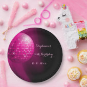 Glamoureus 50th Birthday Hot Pink Party Disco Ball Papieren Bordje (Feest)