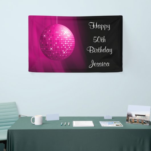 Glamoureus 50th Birthday Pink Party Disco Ball Spandoek (Beurs)