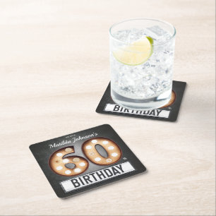 Glamoureus 60th Birthday Broadway Marquee - Aangep Kartonnen Onderzetters