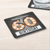 Glamoureus 60th Birthday Broadway Marquee - Aangep Kartonnen Onderzetters (Schuin)