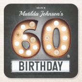 Glamoureus 60th Birthday Broadway Marquee - Aangep Kartonnen Onderzetters (Voorkant)