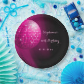 Glamoureus 60th Birthday Hot Pink Party Disco Ball Papieren Bordje (Feest)