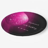 Glamoureus 60th Birthday Hot Pink Party Disco Ball Papieren Bordje (Gekanteld)