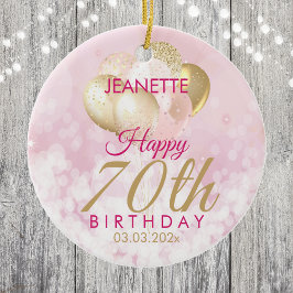 Glamoureus 70th Birthday Balloon Keramisch Ornament