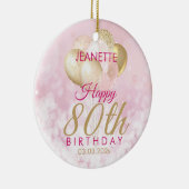 Glamoureus 80th Birthday Balloon Keramisch Ornament (Rechts)