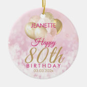 Glamoureus 80th Birthday Balloon Keramisch Ornament (Voorkant)