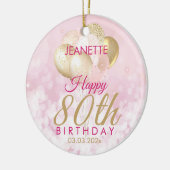 Glamoureus 80th Birthday Balloon Keramisch Ornament (Links)