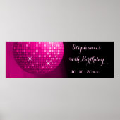 Glamoureus 90th Birthday Hot Pink Party Disco Ball Poster (Voorkant)