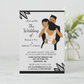 Glamoureus African American Wedding Invitation Kaart (Staand voorkant)