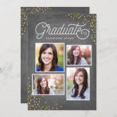 Glamoureus Afstudeerder 4-Foto Collage Afstuderen Kaart (Voorkant / Achterkant)