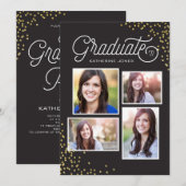 Glamoureus Afstudeerder 4-Foto Collage Afstuderen Kaart (Voorkant / Achterkant)