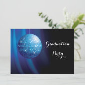 Glamoureus Afstuderen Blue Party Disco Ball Kaart (Staand voorkant)