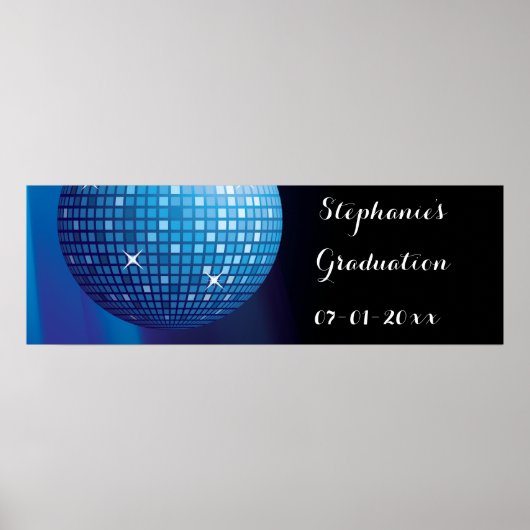 Glamoureus Afstuderen Blue Party Disco Ball Poster (Voorkant)