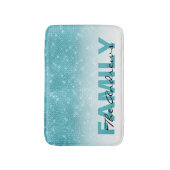 Glamoureus Aqua Blue Glitter Sequin Ombre Monogram Badmat (Voorkant Verticaal)