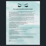 Glamoureus Aqua EYELASH EXTENSION CONSENT FORM Flyer<br><div class="desc">Eyelash Extensions Consent-formulieren zijn perfect voor uw Lash Extension-activiteiten. Dit moderne en verfijnde toestemmingsformulier bevat een glamoureuze, minimalistische illustratie van de wimpers van een vrouw, een titel en een blok waar je al je geïnformeerde toestemming op een luxe waterverf lichtblauwe aquaachtergrond kunt plaatsen. Hulp nodig? Stuur me een e-mail naar...</div>