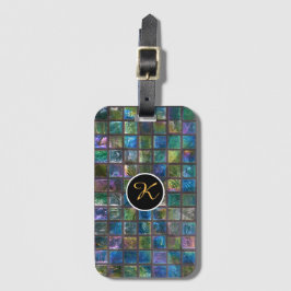 Glamoureus Aqua Tiles Aangepast Monogram Bagagelabel