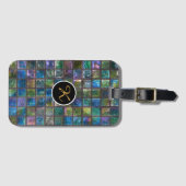 Glamoureus Aqua Tiles Aangepast Monogram Bagagelabel (Voorkant (horizontaal))