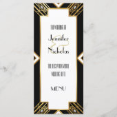 Glamoureus Art Deco Geometrisch Bruiloft Menu (Voorkant)