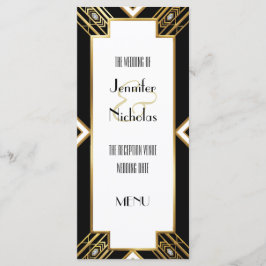 Glamoureus Art Deco Geometrisch Bruiloft Menu