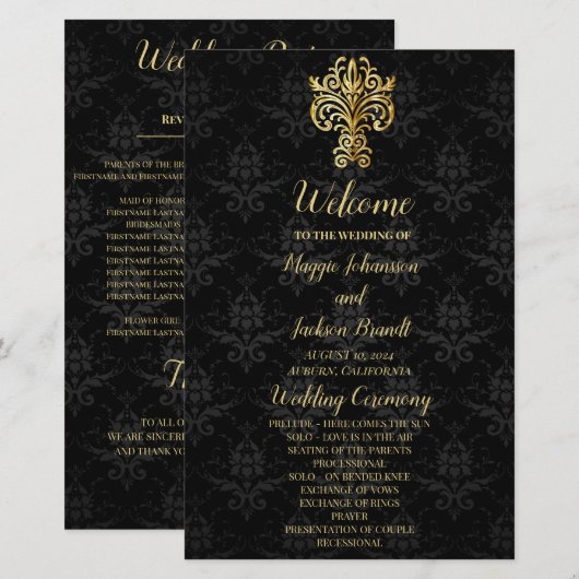 Glamoureus avondhuwelijksprogramma (Voorkant / Achterkant)