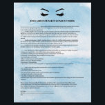 Glamoureus Azure EYELASH EXTENSION CONSENT FORM Flyer<br><div class="desc">Eyelash Extensions Consent-formulieren zijn perfect voor uw Lash Extension-activiteiten. Dit moderne en verfijnde toestemmingsformulier bevat een glamoureuze, minimalistische illustratie van de wimpers van een vrouw, een titel en een blok waar je al je geïnformeerde toestemming op een luxe waterverf lichtblauwe azuurachtergrond kunt plaatsen. Hulp nodig? Stuur me een e-mail naar...</div>