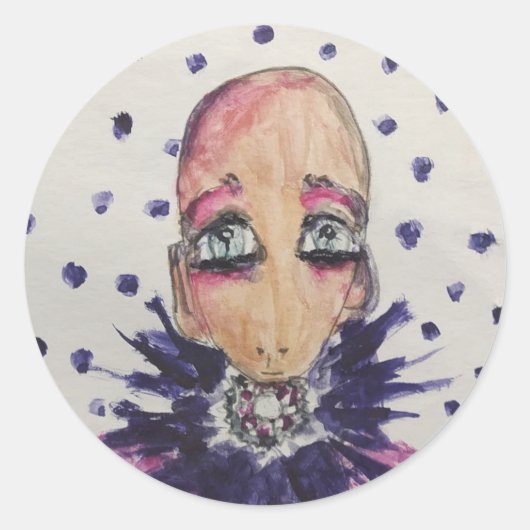 Glamoureus baby in violet ronde sticker (Voorkant)