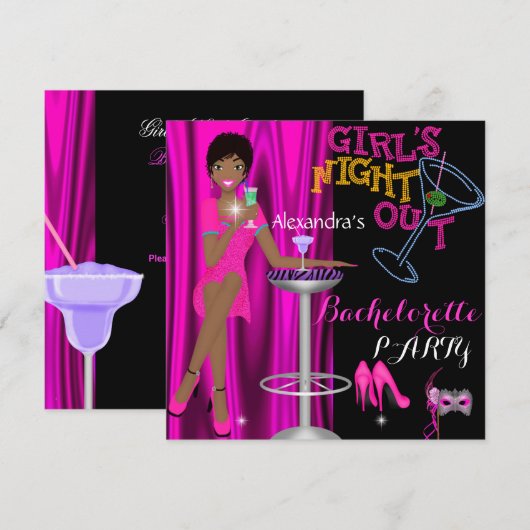 Glamoureus Bachelorette party roze meisjes nacht u Kaart (Voorkant / Achterkant)