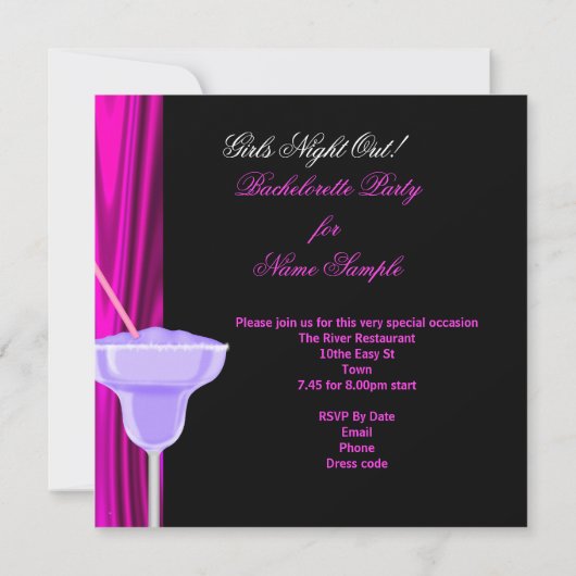 Glamoureus Bachelorette party roze meisjes nacht u Kaart (Achterkant)