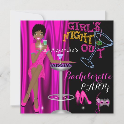 Glamoureus Bachelorette party roze meisjes nacht u Kaart (Voorkant)