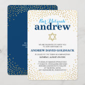 GLAMOUREUS BAR MITZVAH rustiek goud confetti blauw Kaart (Voorkant / Achterkant)