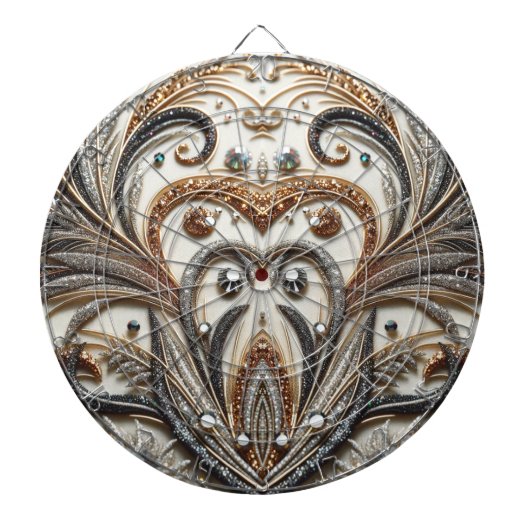 Glamoureus barok design met glitter en edelstenen dartbord (Voorkant)