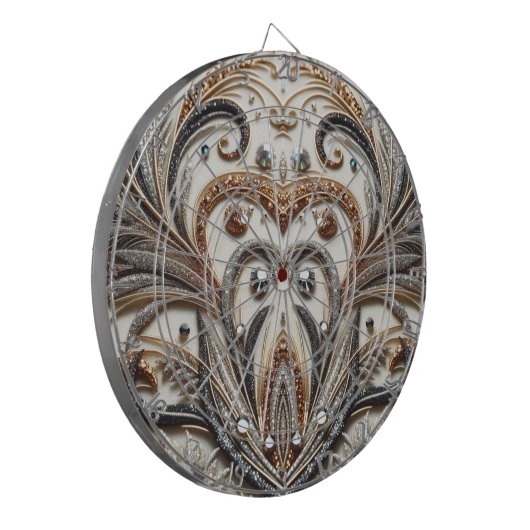 Glamoureus barok design met glitter en edelstenen dartbord (Voorkant Links)