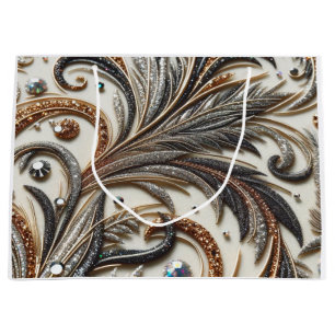 Glamoureus barok design met glitter en edelstenen groot cadeauzakje