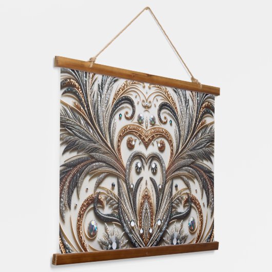 Glamoureus barok design met glitter en edelstenen hangend wandkleed (Gebogen)