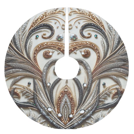 Glamoureus barok design met glitter en edelstenen kerstboom rok (Voorkant)