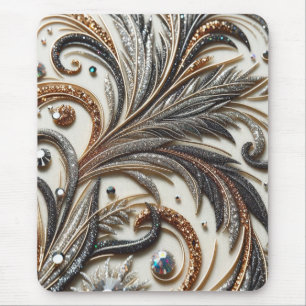 Glamoureus barok design met glitter en edelstenen muismat